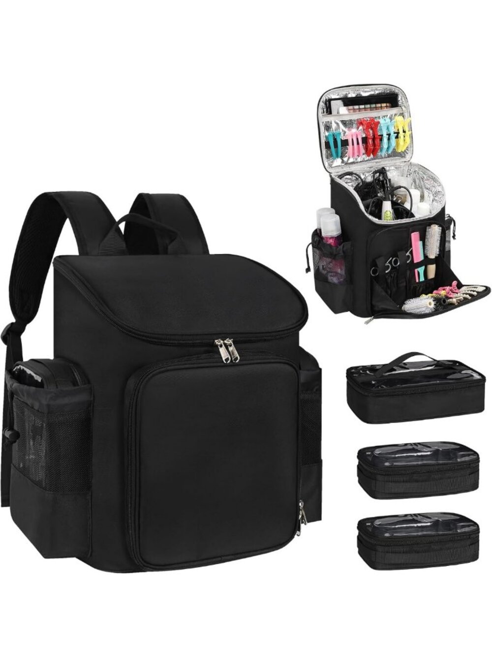 Large Capacity Hair Stylist Travel Backpack, Adjustable Dividers, Cosmetology